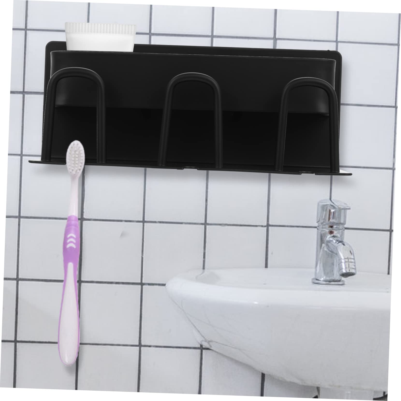 MAGICLULU Porta Spazzolino da Parete e Supporto per Bicchieri in Alluminio Nero Drenaggio Naturale per Bagno e Showroom
