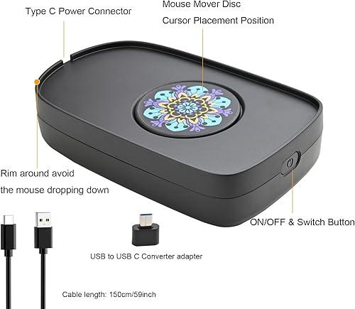 Miniatura 3 de Movedor de mouse indetectable, agitador automático de mouse USB, interruptor de encendidoapagado, evita el modo de reposo mantiene la computadora