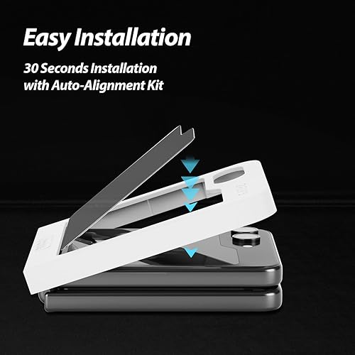 Miniatura 3 de Whitestone - Protector de pantalla EZ Glass para Galaxy Z Flip 5 2023, protector de vidrio templado transparente [fácil de instalar], paquete de dos