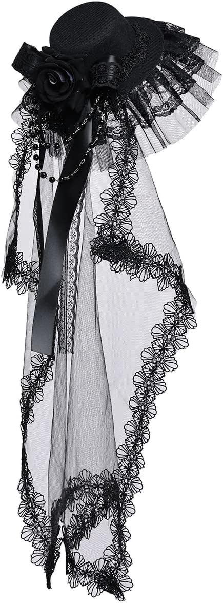 BPURB Novelties Mini Top Steampunk Accessories Hat for Women Lolita Headwear With Tulle