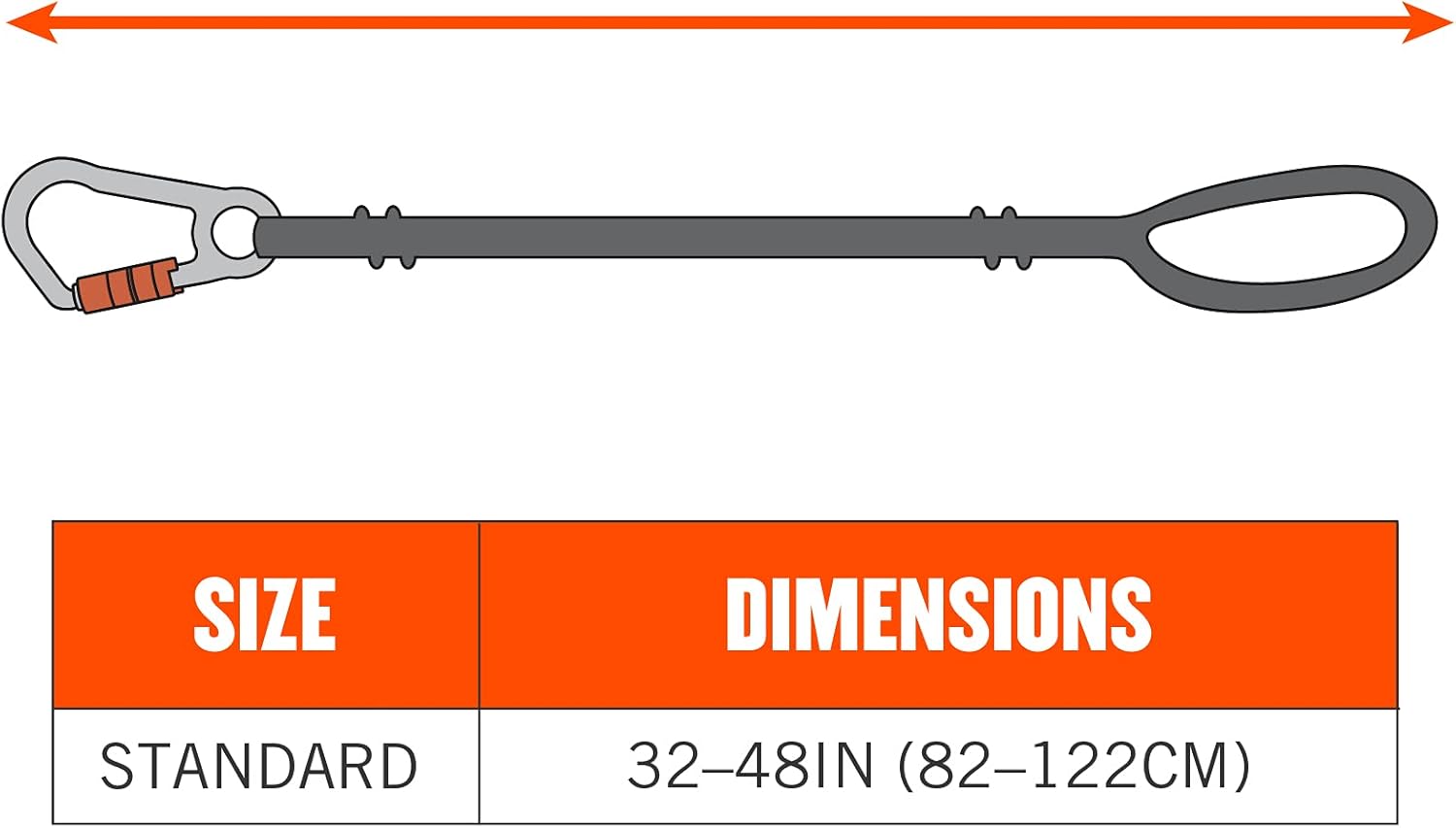 Ergodyne Squids 3105 Tool Lanyard with Aluminum Screw Lock Carabiner, Tool Weight Capacity 15 lbs