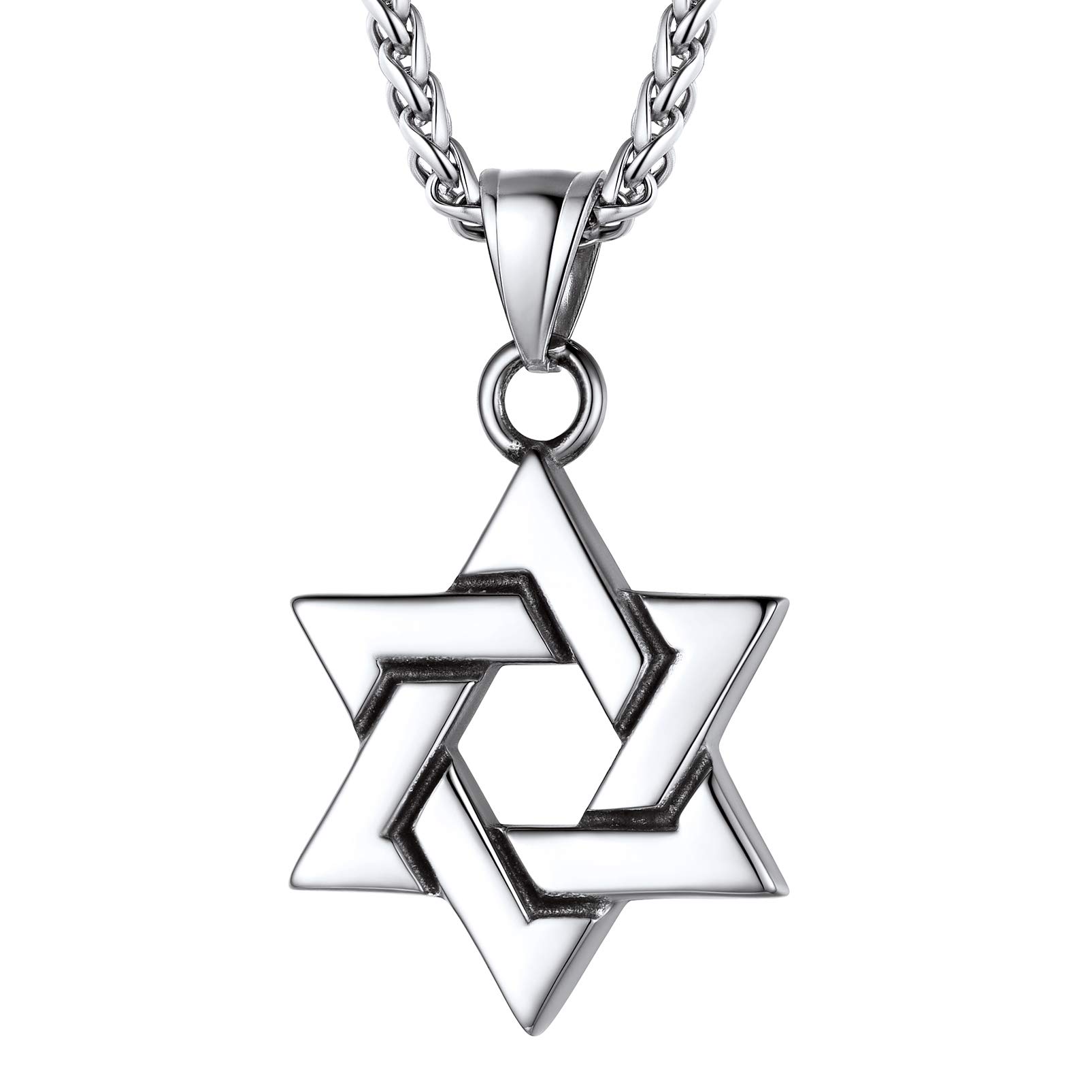PROSTEELJewish Magen Star Of David Necklace For Women Men, Stainless Steel/925 Sterling Silver Hexagon Pendant Necklace, Adjustable, Come with BoxRecycled Claim Standard Blended