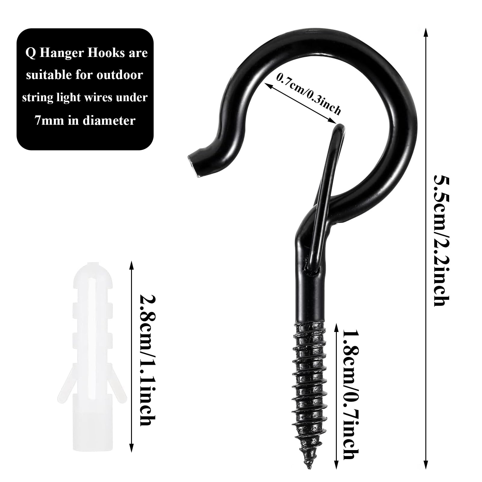 Oenothera 30 Pieces Q Hanger Hooks with Safety Buckle, Screw Hooks - Image 2
