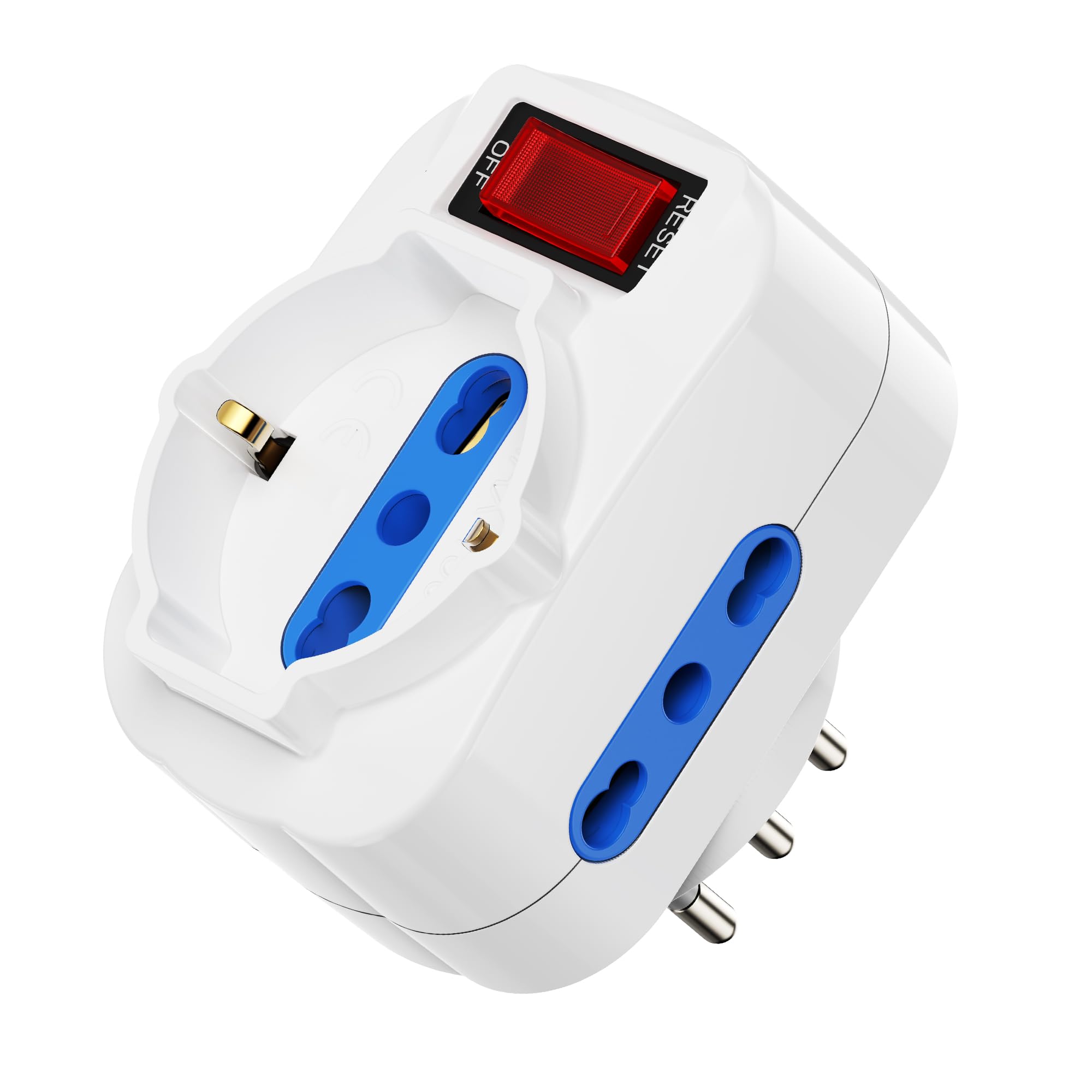 Ewent Adattatore Multipresa Tripla 1500W 10A Spina Rotante 90° Bianco