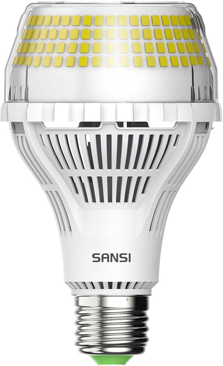 SANSI 400W Equivalent 6000 Lumens Brightest LED Light Bulb, 5000K Daylight E26 A21 Super Bright LED Bulb Non-Dimmable, 22-Year Lifetime, 40W Energy Saving for Home Workshop