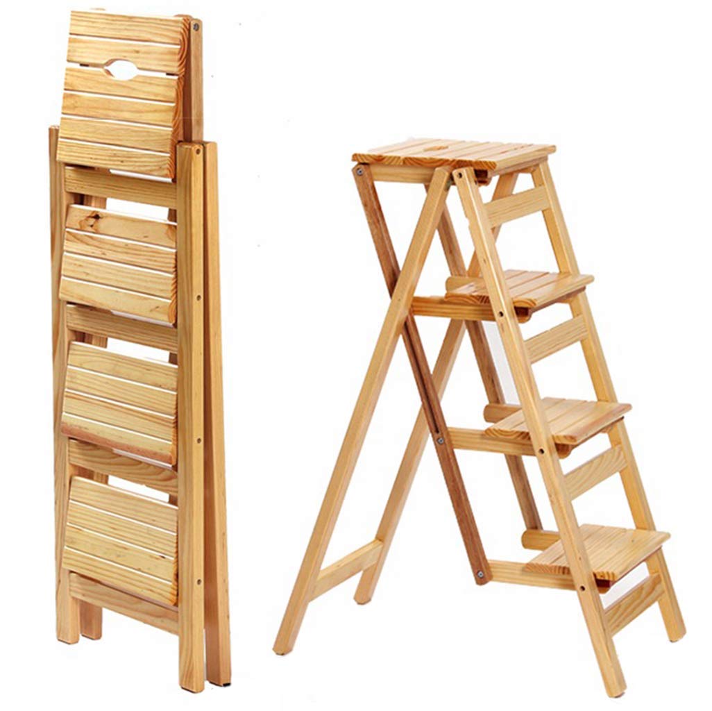 Chaise d'escalier pliable avec 4 étapes en bois pour un rangement compact au bureau