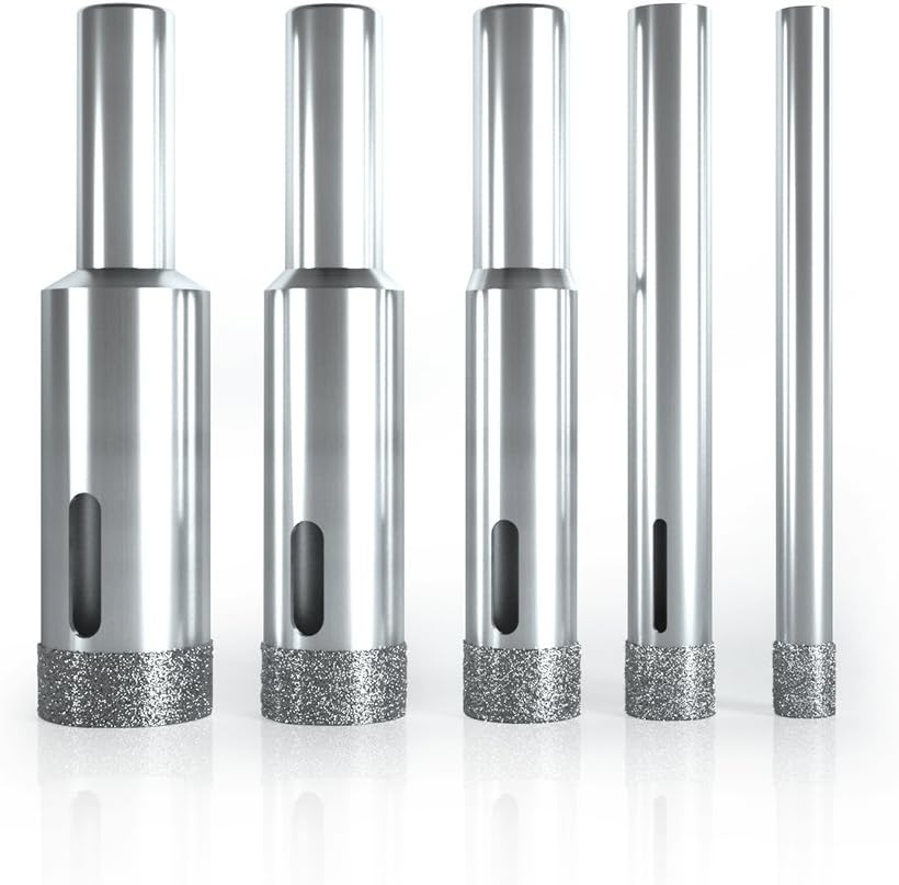 Mopha Diamond Drill Bit- 5 Piece- Grit Hole Saw Drill Bit Set for Porcelain Tile Granite Glass