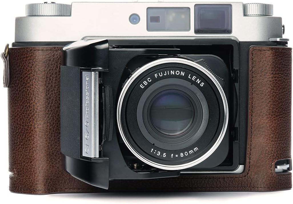 Case for GF670 GF670W Film Camera, Zakao Handmade Genuine Real Leather Half Camera Case Bag Cover for Fujifilm Fuji GF670 GF670W Voigtlander Bessa III 667 667W Film Camera with Hand Strap (Coffee)