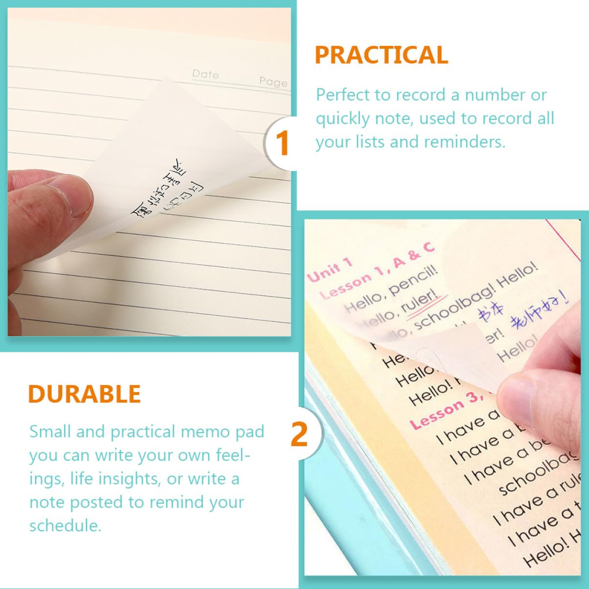 EXCEART Lot De 4 Blocs-notes Adhésifs Polyvalents Notes Adhésives Pour Bureau Blocs-notes Légers 200 Feuilles X 4