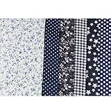 UOOOM 6 Stueck 50 x 50cm Stoffpakete Patchwork Stoffe Baumwolle tuch DIY Handgefertigte Nähen Quilten Stoff Baumwollgewebe Verschiedene Designs (Navyblue)