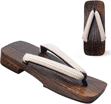 Square Wooden Clogs with Non-Slip Sole Japanese Shoes Geta for Men Two-Tooth Clogs Elevated Thong Sandals High-Heeled Flip Flops Slippers Heel Height 3.5cm, Width 10cmB,EUR38-40
