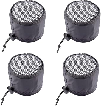 SEIWEI 4PCS Grow Tent Vent Covers, 6 Inch Fan Vent Duct Filter with Elasticated Band and Fixing Buckle, Waterproof Oxford Cloth Plant Tent Vent Cover Black