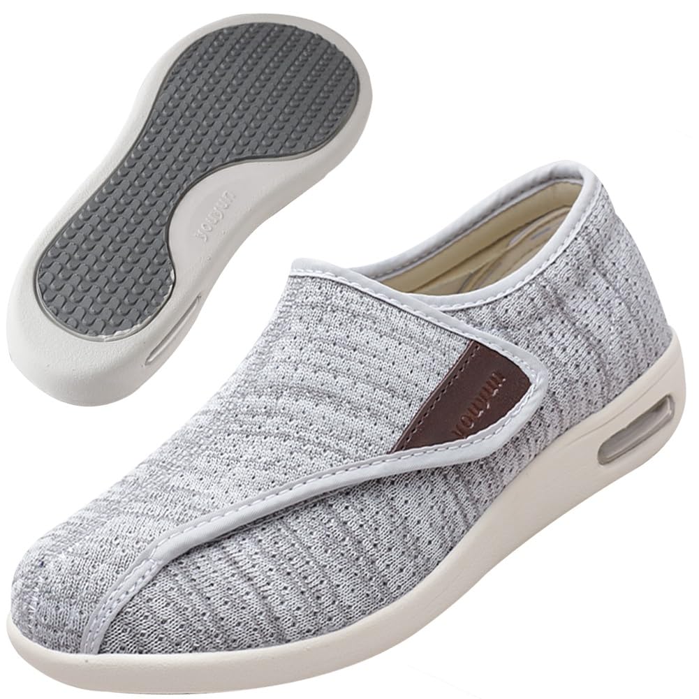 Scarpe Ginnastica Ortopediche Scarpe Ortopediche Donna con Strappo Scarpe Ginnastica a Strappo Pantofole Diabetico Swolen Piede (Color : Lightgrey, Size : 41 EU)