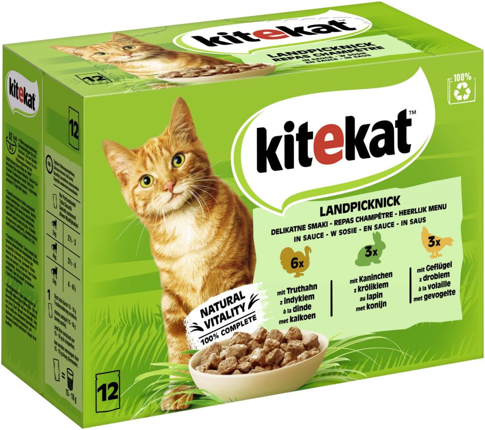 KITEKAT Woreczki porcjowane Multipack Landpiknik w sosie 12 x 85 g