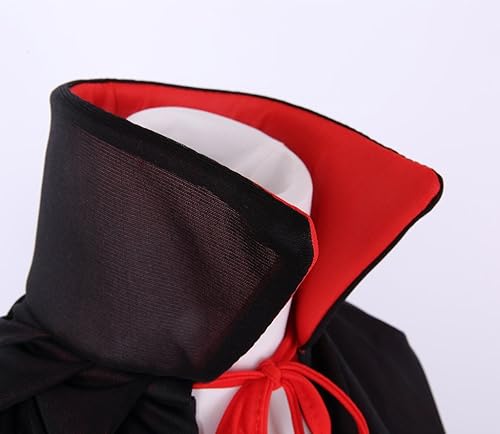Miniatura 7 de Collar de pie con capucha reversible capa de máscaras disfraz de capa de máscaras negro y rojo
