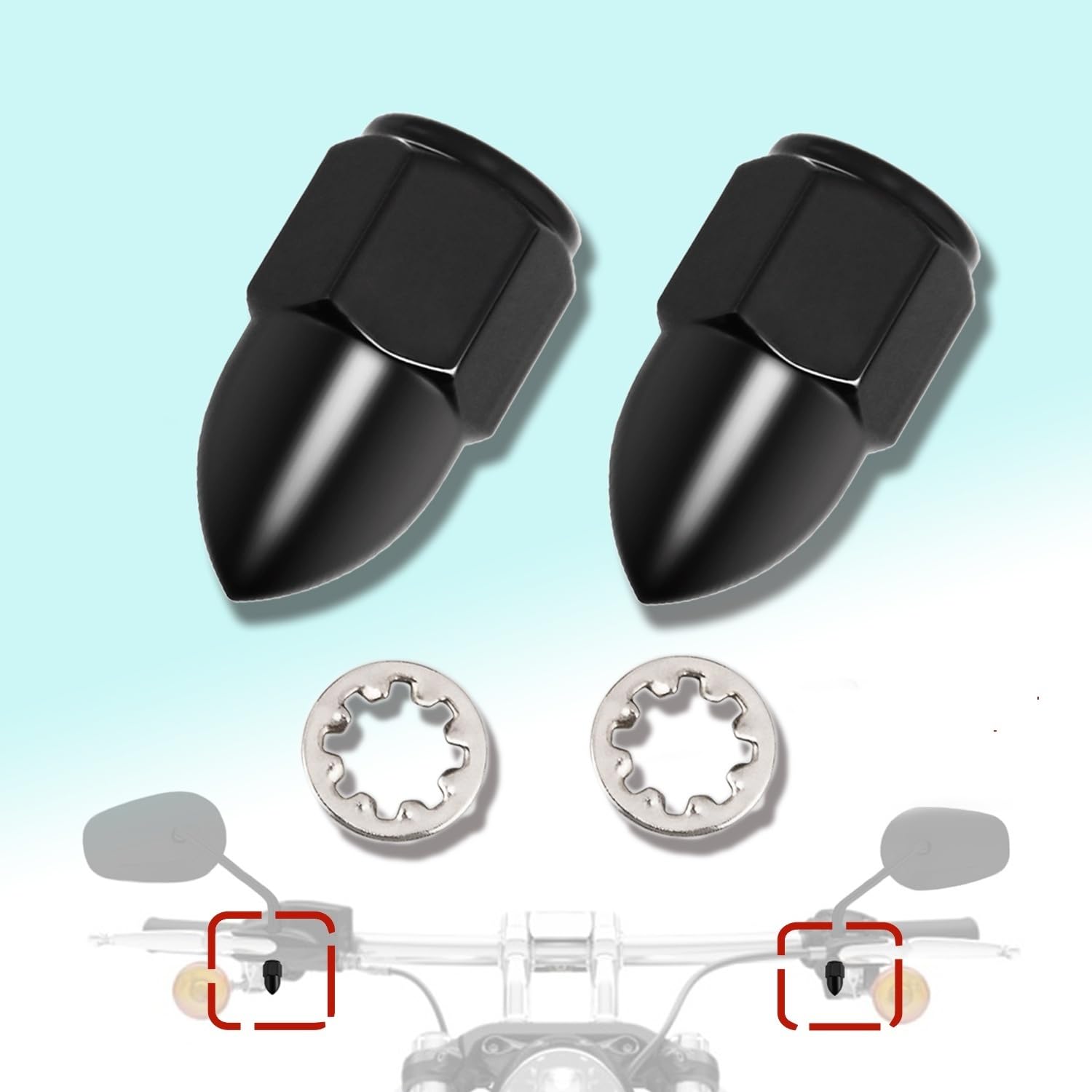 Kit dadi ciechi da 5/16″-24 Specchietti retrovisori for moto Accessori for Harley Softail Sportster 883 Electra Street Glide Fat Boy Dyna(1 Pair Chrome)