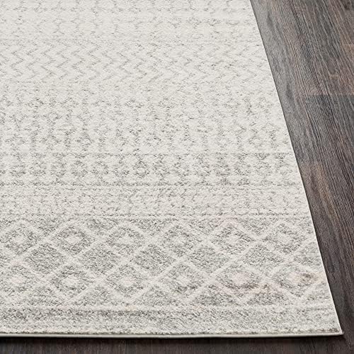 Surya Nice Geometric Rug - Scandi Area Rugs Living Room, Dining, Soft Modern Abstract Rugs for Bedroom - Aztec Berber Boho Rug Style, Easy Care Medium Pile - Large Rug 120x170cm, Light Grey Rug