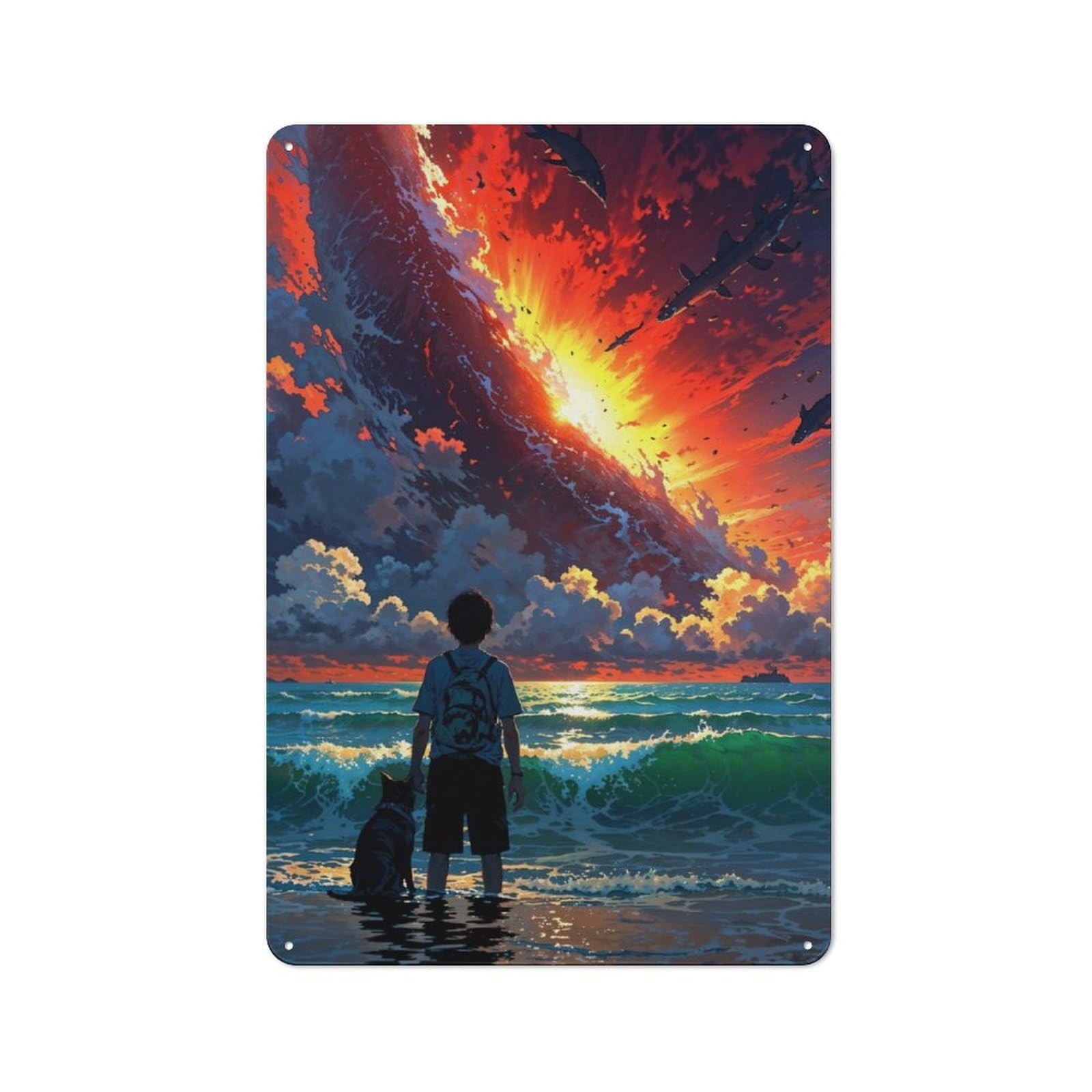 Retro Metal Wall Sign 30x20cm with The Last Sunset for Hallway Wall, Gift for Wall Display Collectors during The Christmas Season