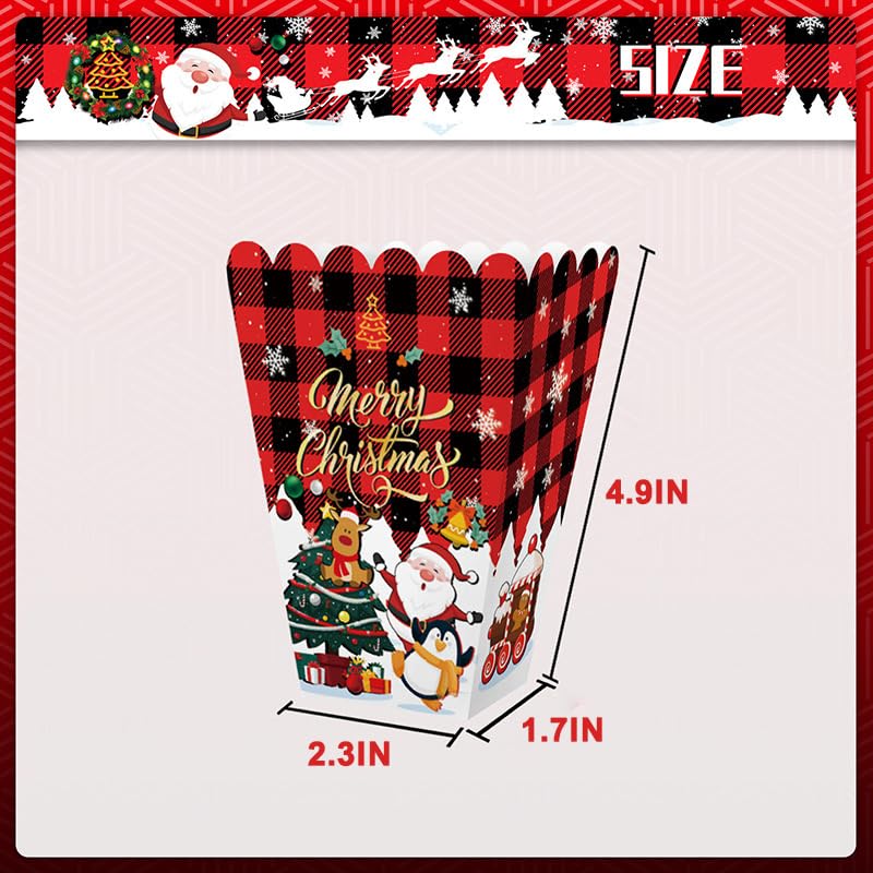 Christmas Popcorn Boxes 18PCS Popcorn Cups Popcorn Holder Popcorn Bowls Cardboard Small Snack Candy Containers for Kid Wedding Birthday Party Decoration