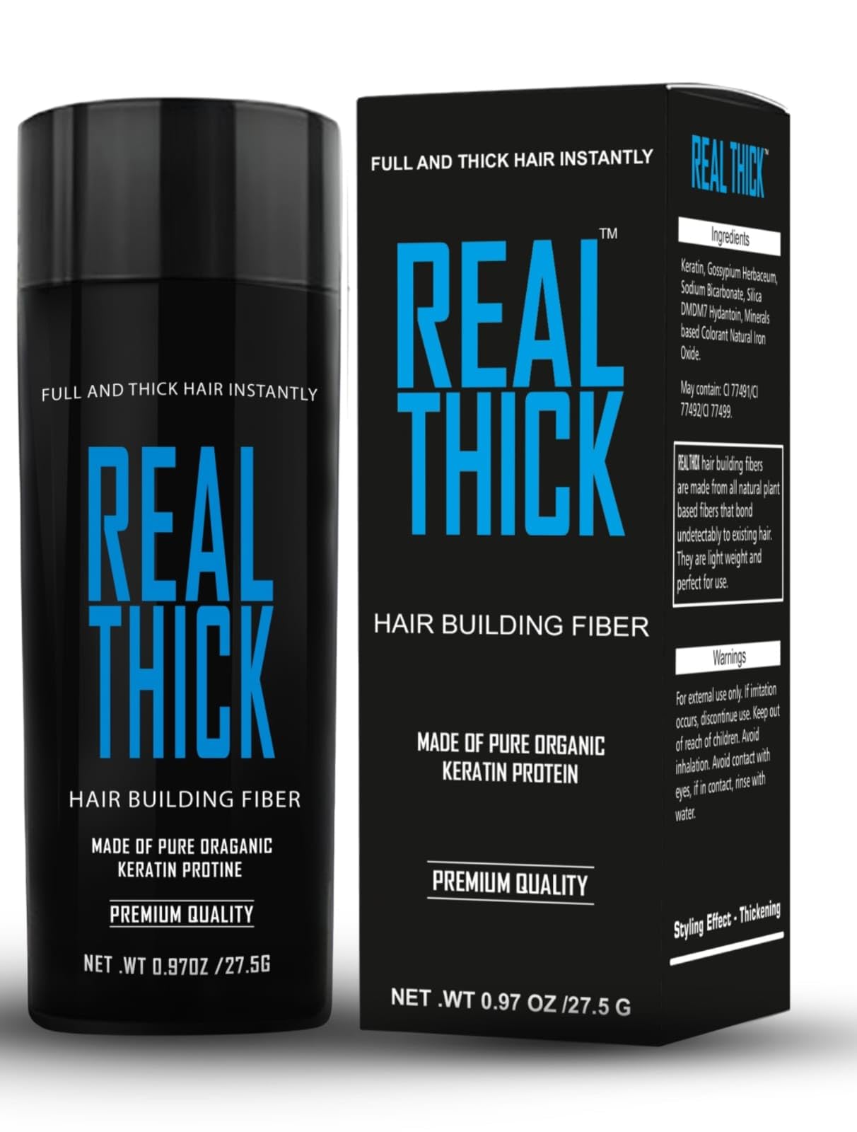 REAL THICK™ Hair Building Fiber (DARK BROWN) Boost Your Confidence With Thicker & Fuller Hair. 27.5 G. Keratin Thick Fiber-picture-36