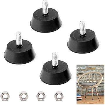 Pack of 4 screwable rubber feet rubber buffer M8 x 35 mm adjustable feet M8 adjustment screw adjustable feet moisture resistant and non-slip rubber foot for furniture appliances