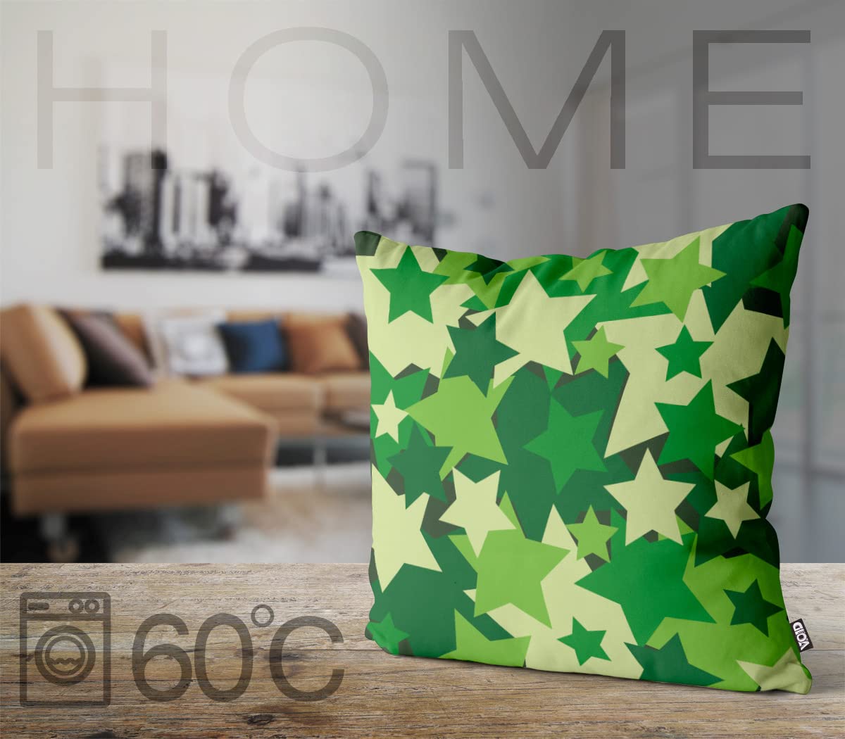 VOID Camouflage gwiazdy, duża poszewka na poduszkę, do użytku na zewnątrz, wzór militarny, wymiary poduszki: 80 x 80 cm