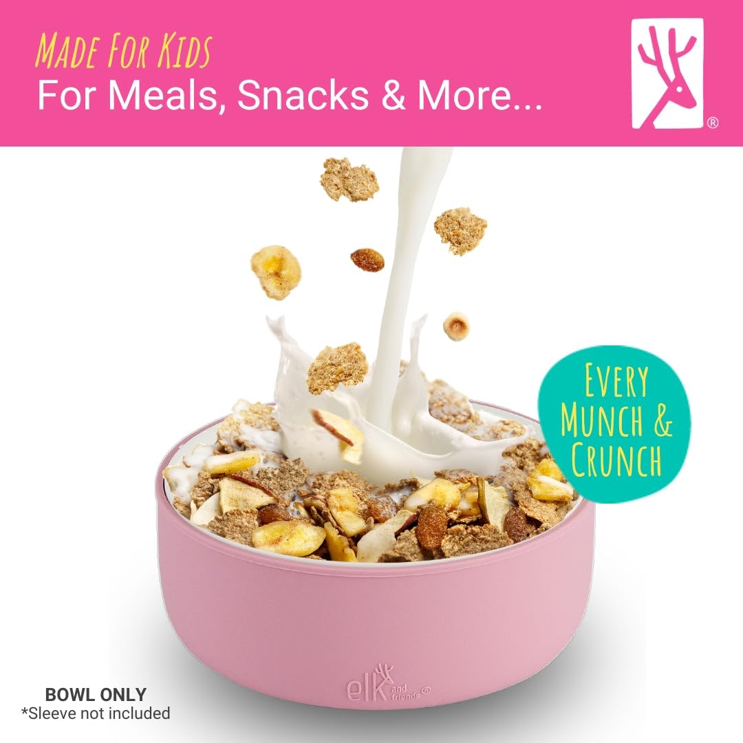 Elk and Friends Tazones De Porcelana Para Niños, Bebés, Aptos Para Microondas Y Lavavajillas, Antideslizantes, Para Cereales, Sopas, Aperitivos Y Vajilla, Paquete De 2