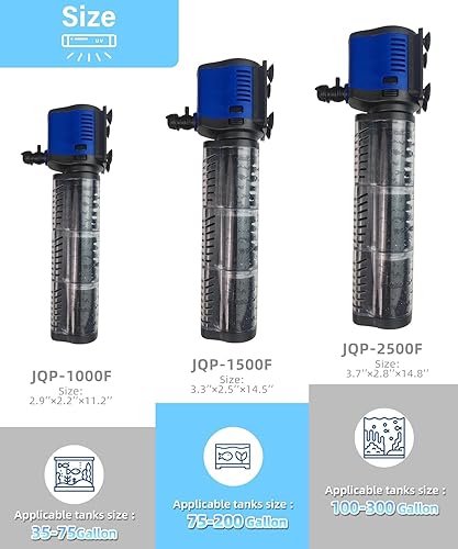 Miniatura 4 de Hypool Filtro de acuario para 35-75 galones, filtros sumergibles de bomba de recipiente de 260 GPH para limpiar tanque de tortugas de peces, bañera