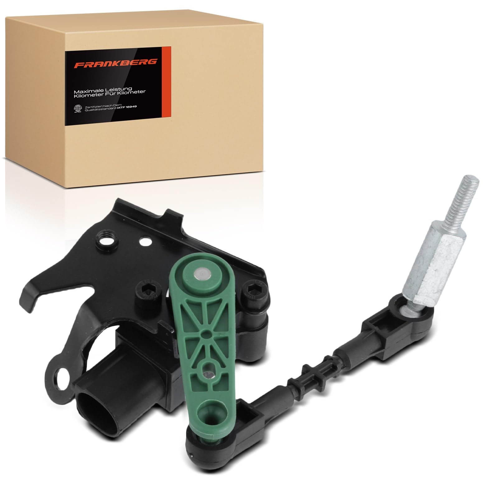 Frankberg Sensore di livello delle sospensioni pneumatiche con leveraggio | 4H0941285G; Compatibile con: A6 4G2 4GC ,A7 Sportback 4GA 4GF ,A8 4H2 4H8 4HC 4HL ,A6 Allroad 4GH 4GJ ,A6 Avant 4G5 4GD