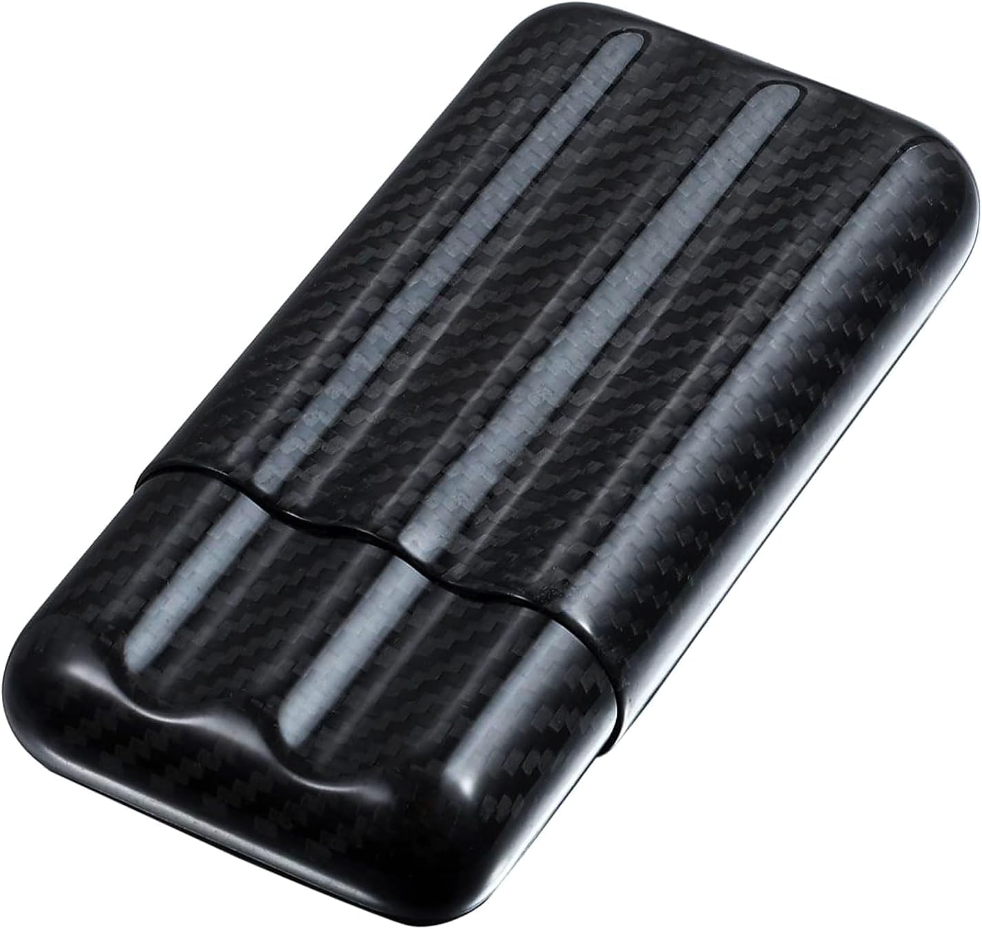 Spacenight Carbon Fiber Cigar Tube Cigar Holder, Portable Carbon Fiber Travel Case That Can Hold 3 Cigars, Black Glossy