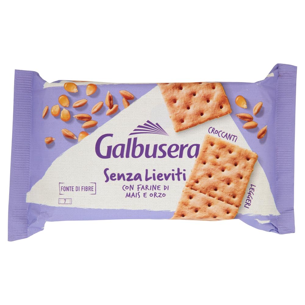 Galbusera Senza Lieviti Cracker con Farine di Mais e Orzo, galletas con harina de maíz y cebada, sin levadura, 12 x 300 g + Polpa italiana gourmet 400 g