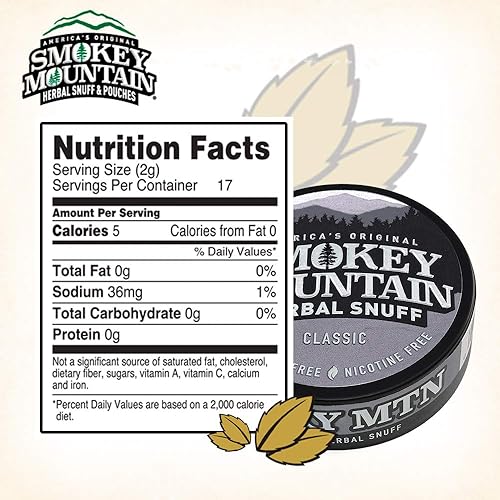 Miniatura 3 de Smokey Mountain Herbal Long Cut – 5 Can Sampler Box - Straight, Classic, Wintergreen, Arctic Mint & Cherry - Tobacco Free and Nicotine Free Snuff