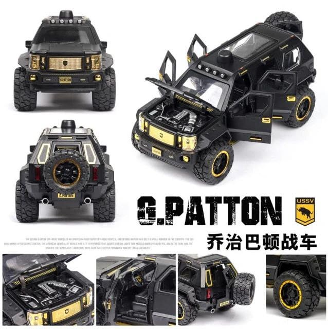 Image of DEOXY 1:24 G-Pattron Diecast Metal Car Toy With Pull Back Openable Doors & Light,Music Boys Gifts Toys For Kids,Black