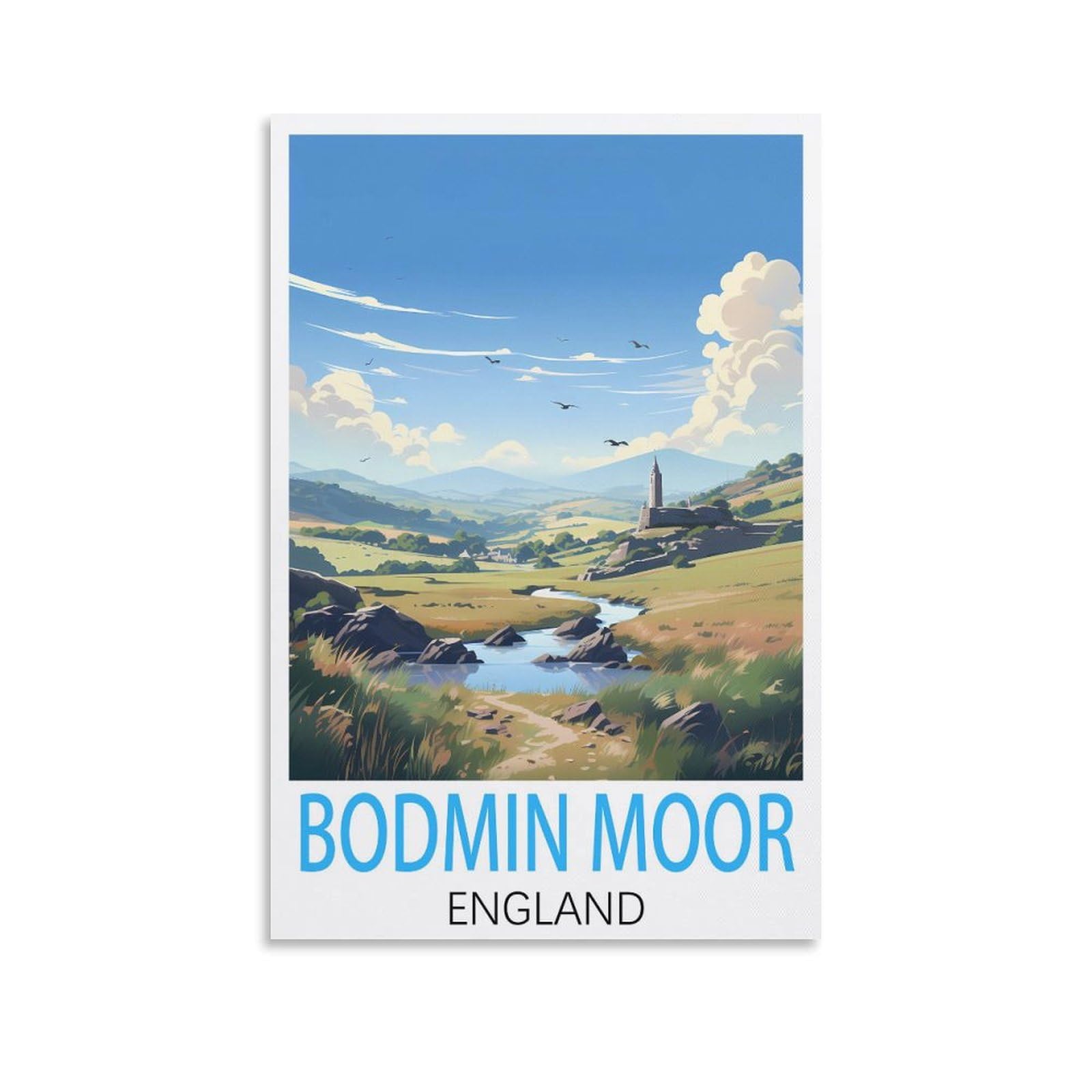HSAYYIII Bodmin Moor England Vintage Travel Poster 08x12inch(20x30cm) Canvas Art Poster And Wall Art Picture Print Bedroom Decor