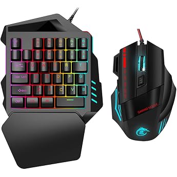 Backlight Single Hand Gaming Keyboard and Mouse Combination 35 Keys LED Backlight 1000 DPI 5500 DPI Adjustable Optical Mouse Keyboard Mouse Set