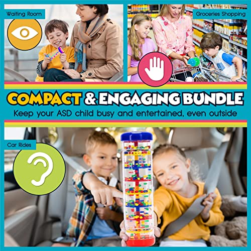 Autism & Prosperity Autism Sensory Products Bundle - Sensory Toys for Kids with Autism, Rainmaker Bubblers Spiky Sensory Balls for Autistic Children, Special Education Autism Toys Age 3 4 5 7 8 12
