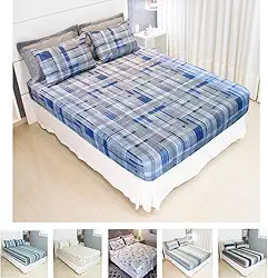 Jogo de Lençol Cama Queen Pérola Estampado 3 Peças COZZILAR 100% Algodão com Elástico e Toque Macio (Modelo 11)