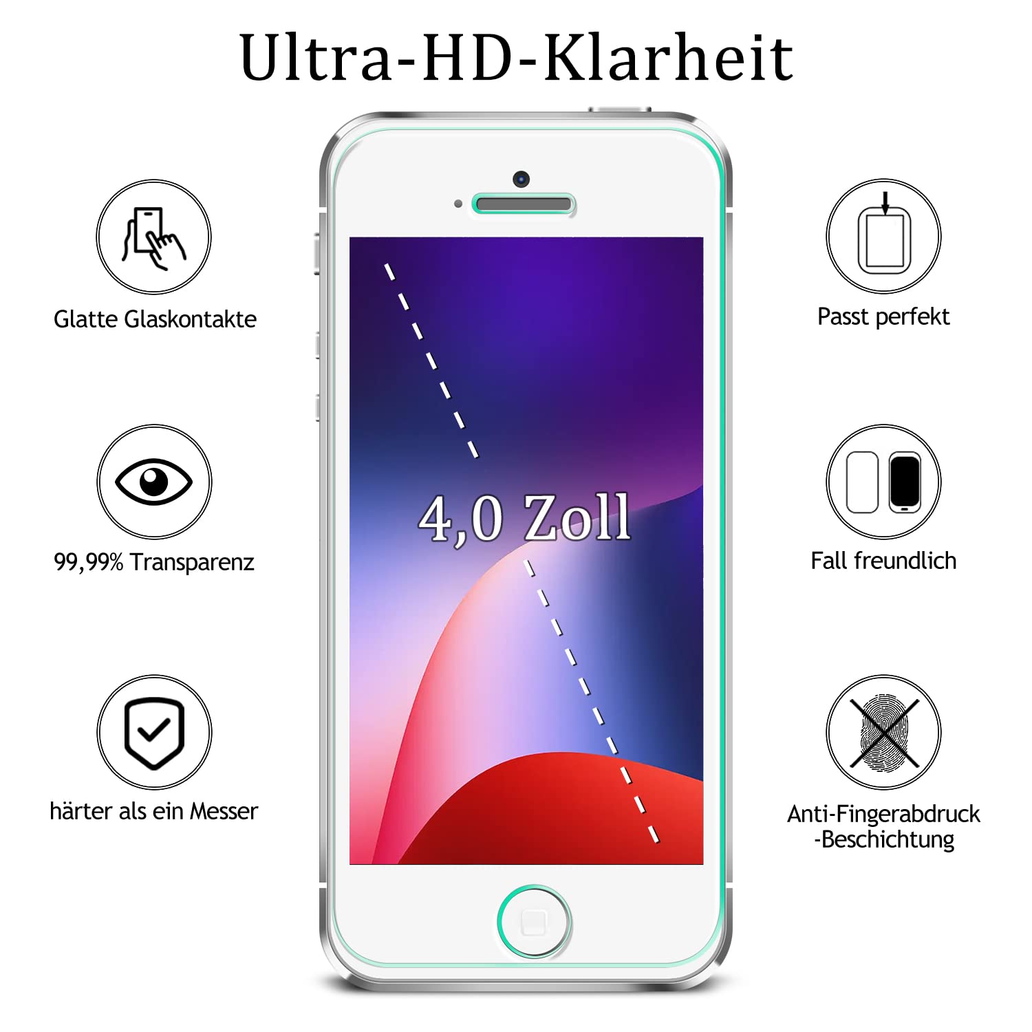 MAYtobe Pellicola In Vetro Temperato Per IPhone SE 2020/8/7/6/6S (2 Pezzi) – Durezza 9H, Anti Graffio, 0,33mm, Installazione Facile - 4