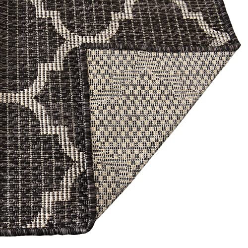 Unique Loom Trellis Collection Area Rug-Lattice Design, Moroccan Inspired For Indoor/Outdoor Décor, Runner 2' 0" X 6' 0", Black/Ivory #TOP5