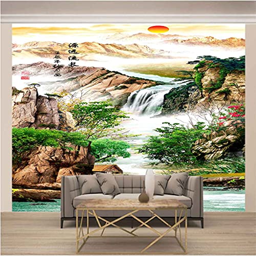 Papier peint panoramique 3D de paysage chinois 350x256 cm poster mural géant auto-adhésif salon - 3
