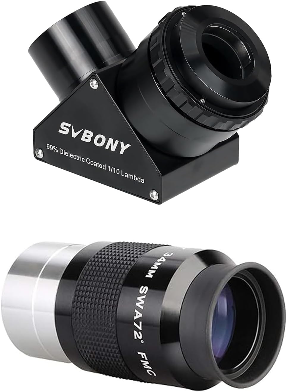 SVBONY SV223 90 Degree Diagonal Mirror, 99% Reflective Dielectric Coating 2 Inches with 1.25 Inch Adapter Bundle with Telescope Eyepiece 34mm 2 inches Ultra Wide Angle 72 Degree Telescope Lens