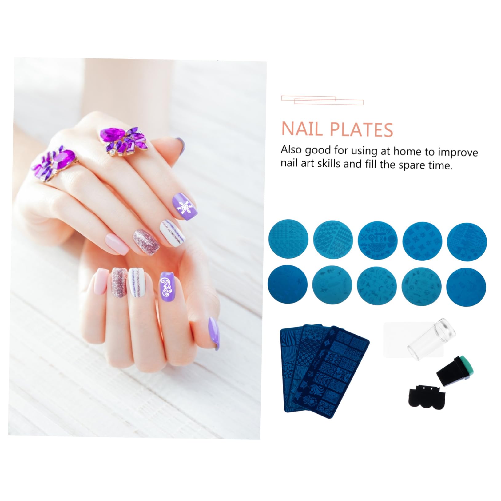 2 Series Plantillas De Estampado De Uñas De Inoxidable Para De Uñas Diy Herramientas Creativas Para Manicura Con Claros Y Profundidad Moderada Para Principiantes Y 13 Piezas*2