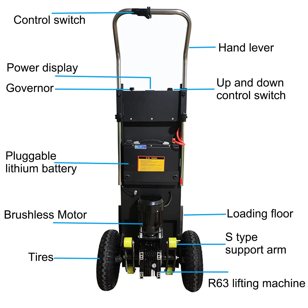 Elektryczny wózek do wspinaczki po schodach Oszczędność pracy i wygodna pojemność 200Kg, reduktor Rv63-bezszczotkowy silnik prądu stałego 1200W-schody w górę iw dół