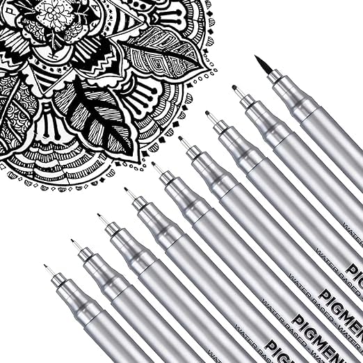Levin 9pc Micro-Pen Fineliner Ink Pens, Pigment Liner Multiliner Pens Micro Fine Point Drawing Pens for Sketching, Anime, Manga, Artist Illustration, Journaling