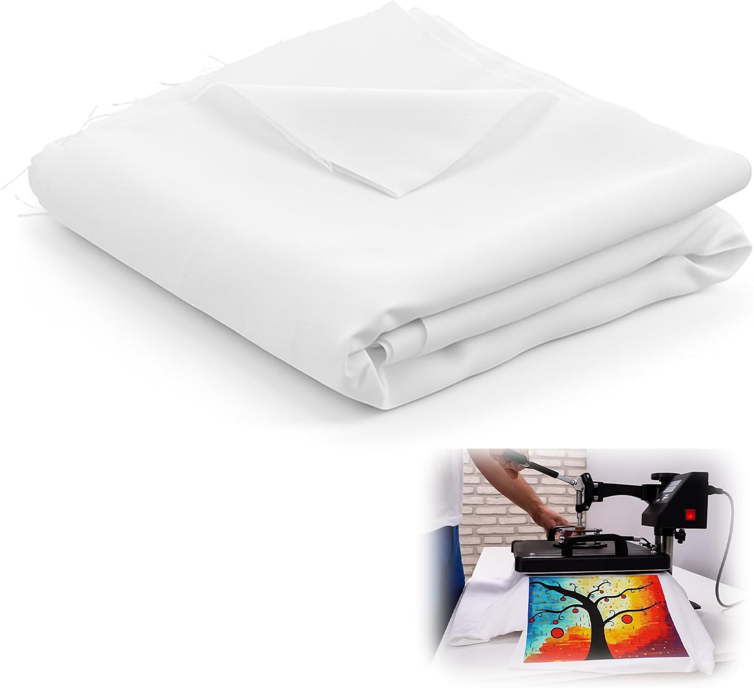 5 Yards White Sublimation Polyester Fabric, 65" Wide Precut & Heat Press Ready - 100% Polyester Soft Smooth Material for DIY Crafts, Heat Transfer Printing, Custom Projects