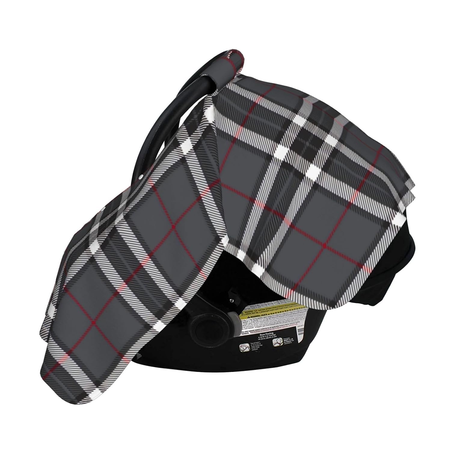 Gray-Tartan-Fabric-Textire Baby Car Seat Cover & Breastfeeding Nursing Cover - Breathable Stretch Fabric Multi-Use Nursing Cover for Breastfeeding