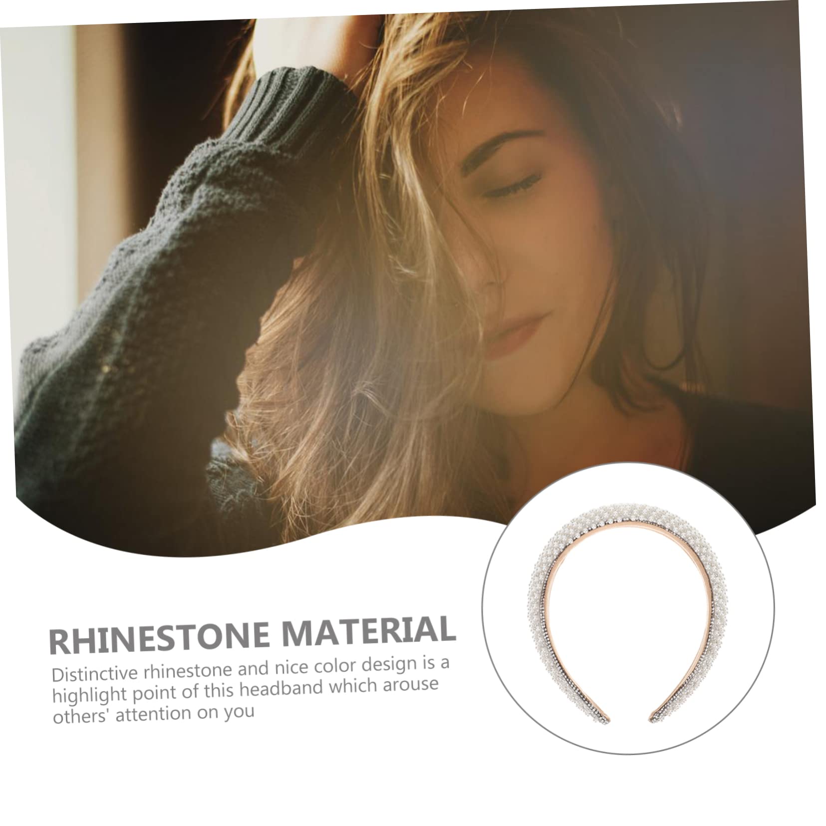 FRCOLOR 4 Stück Stirnband Haarschmuck aus Strass Haarband mit Strassperlen Kristalldekor Haarband für Mädchen haar zubehör haircharm Haarschmuck für Frauen Mode-Haarreifen Stoff Weiß
