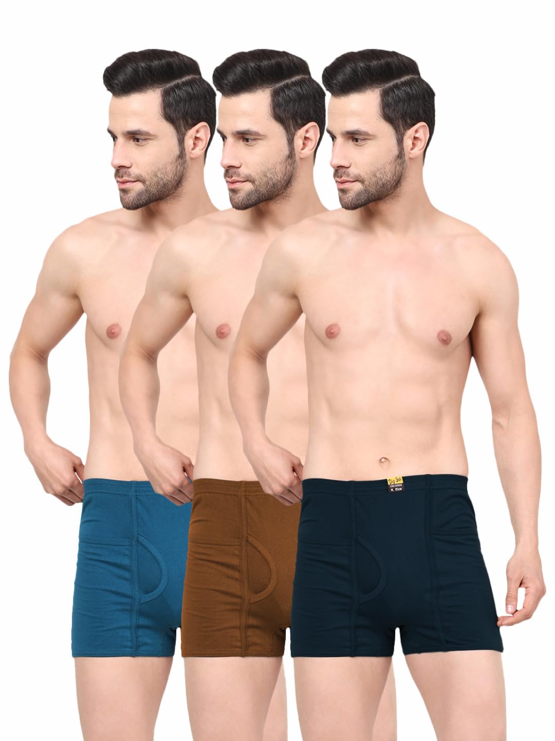 Digsel Men 100% Cotton Inner Elastic Packet Trunks_Brother Pack of 3-picture-38