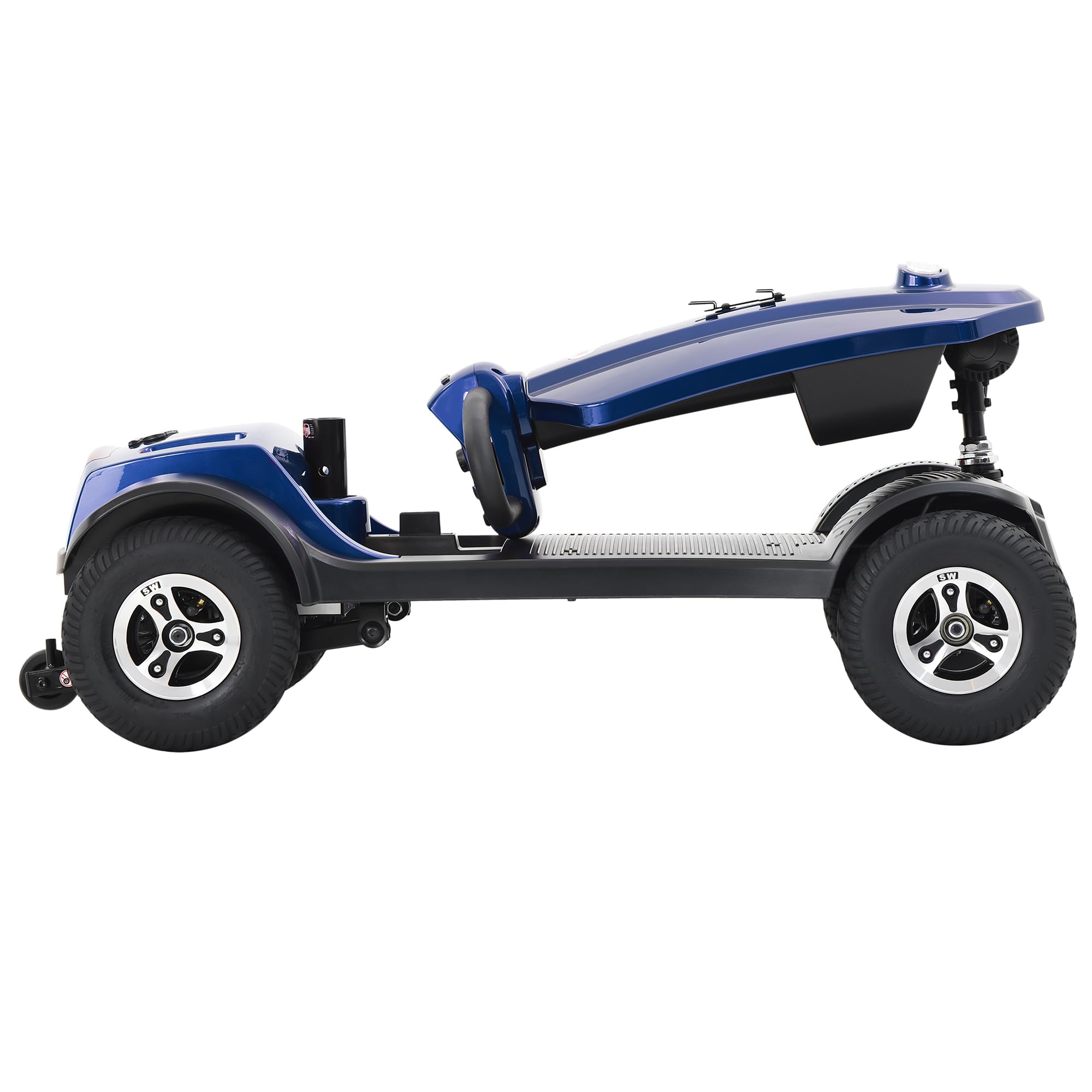 Scooter de movilidad de largo alcance MAX Plus de 24 V para personas mayores: batería de 20 Ah, neumáticos neumáticos de 9 pulgadas, diseño plegable.(Azul)