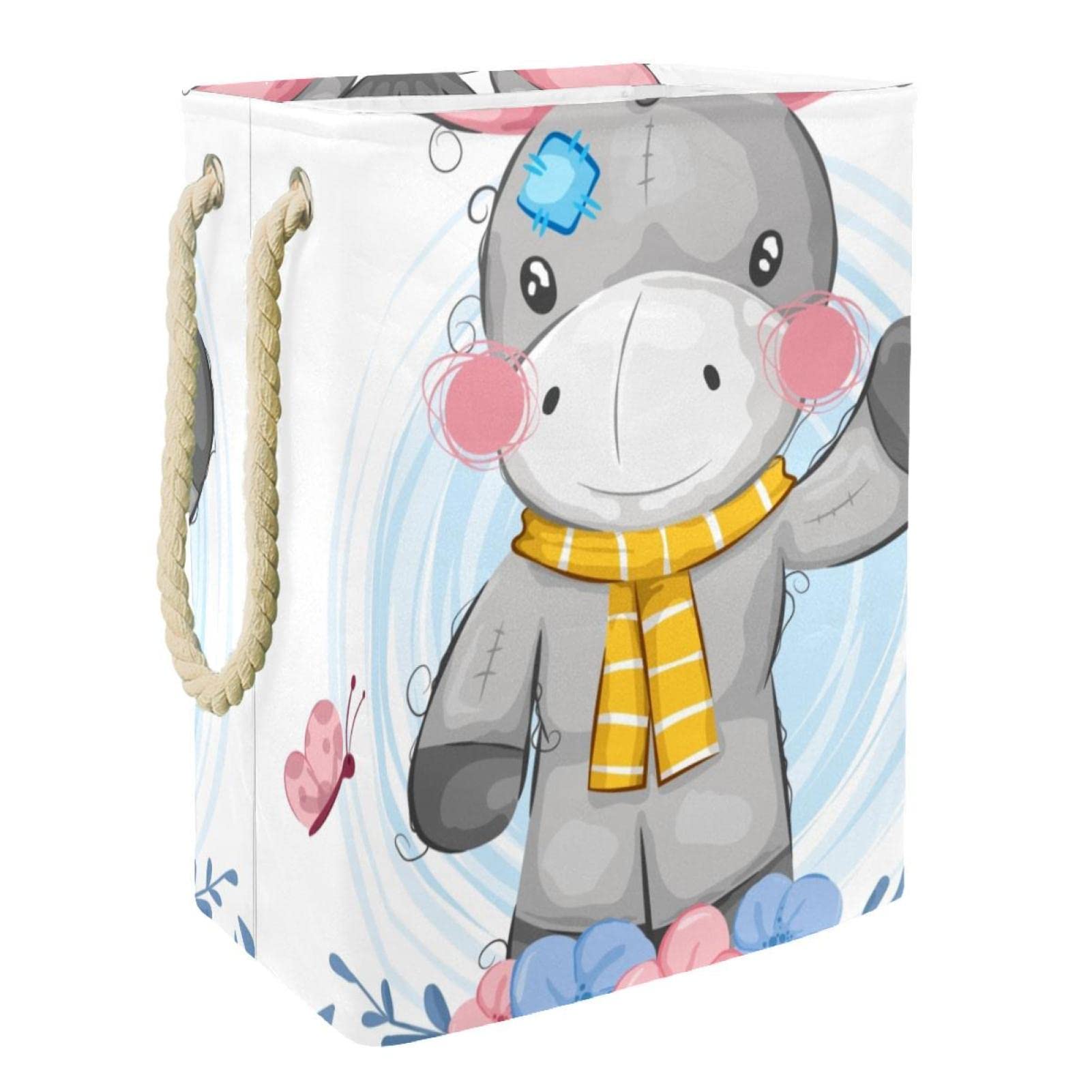 Simpatico asino in peluche, grande cesto portabiancheria con manico resistente, cesto portaoggetti per camera da letto, bagno, dormitorio universitario